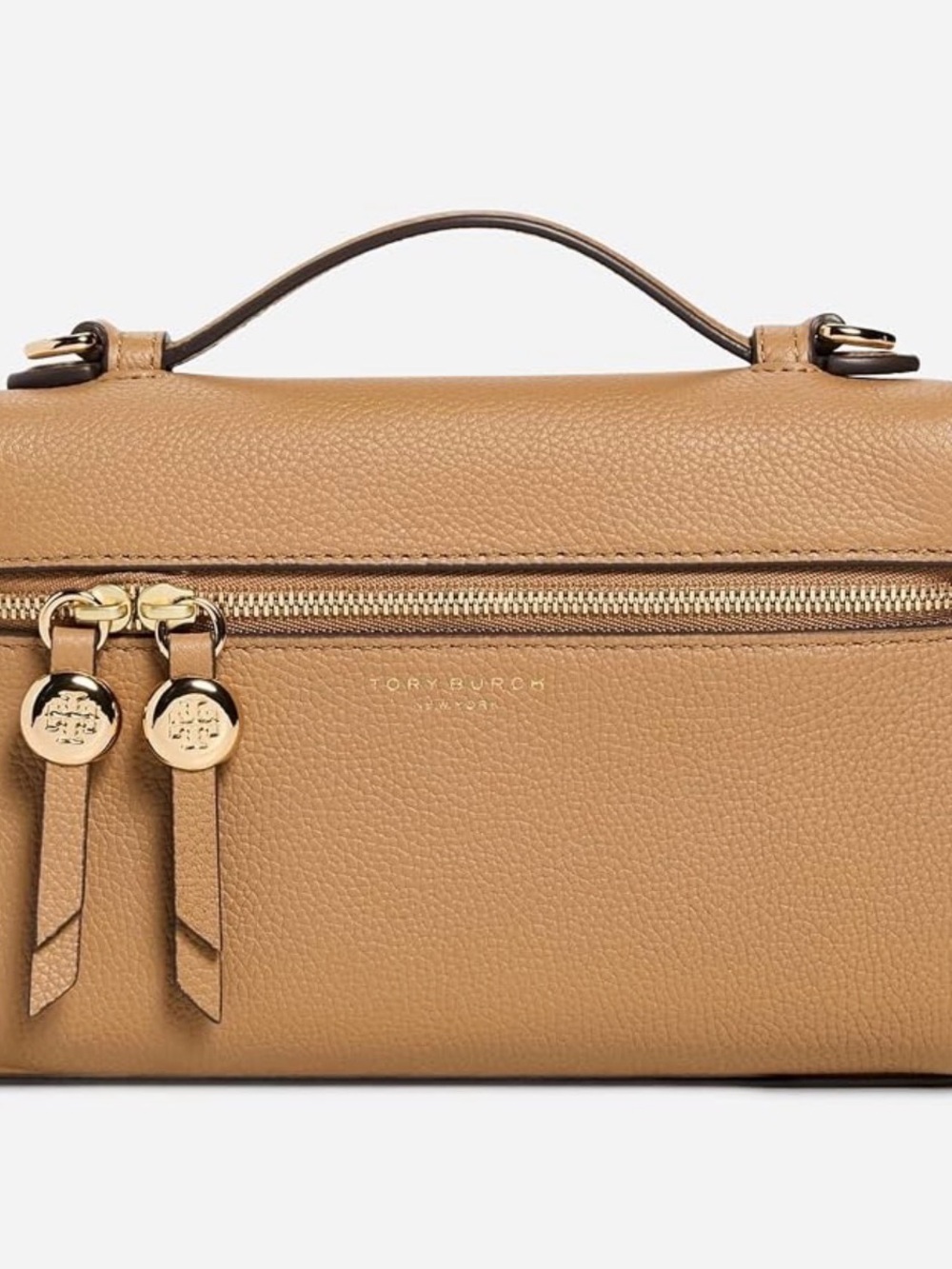 Tory Burch Tan Leather Top-Handle Crossbody Bag (Zipper pull missing)